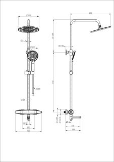 Душевая стойка Wonzon & Woghand Neo WW-B3035-A2-CR с термостатом хром